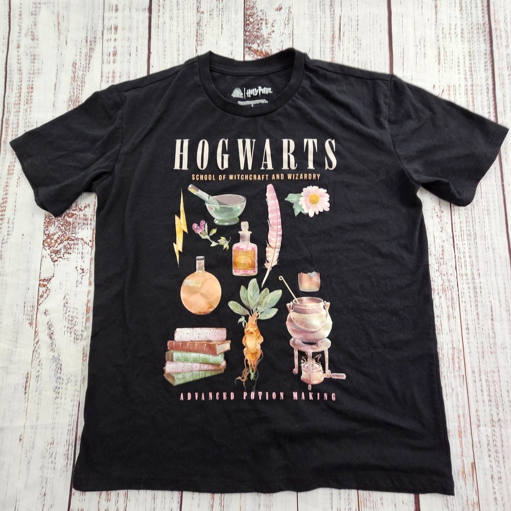 Harry Potter Hogwarts School of Witchcraft & Wizardry Black T-Shirt Men's S